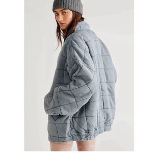 Free People Quilted Dolman Jacket in Wavy Waters